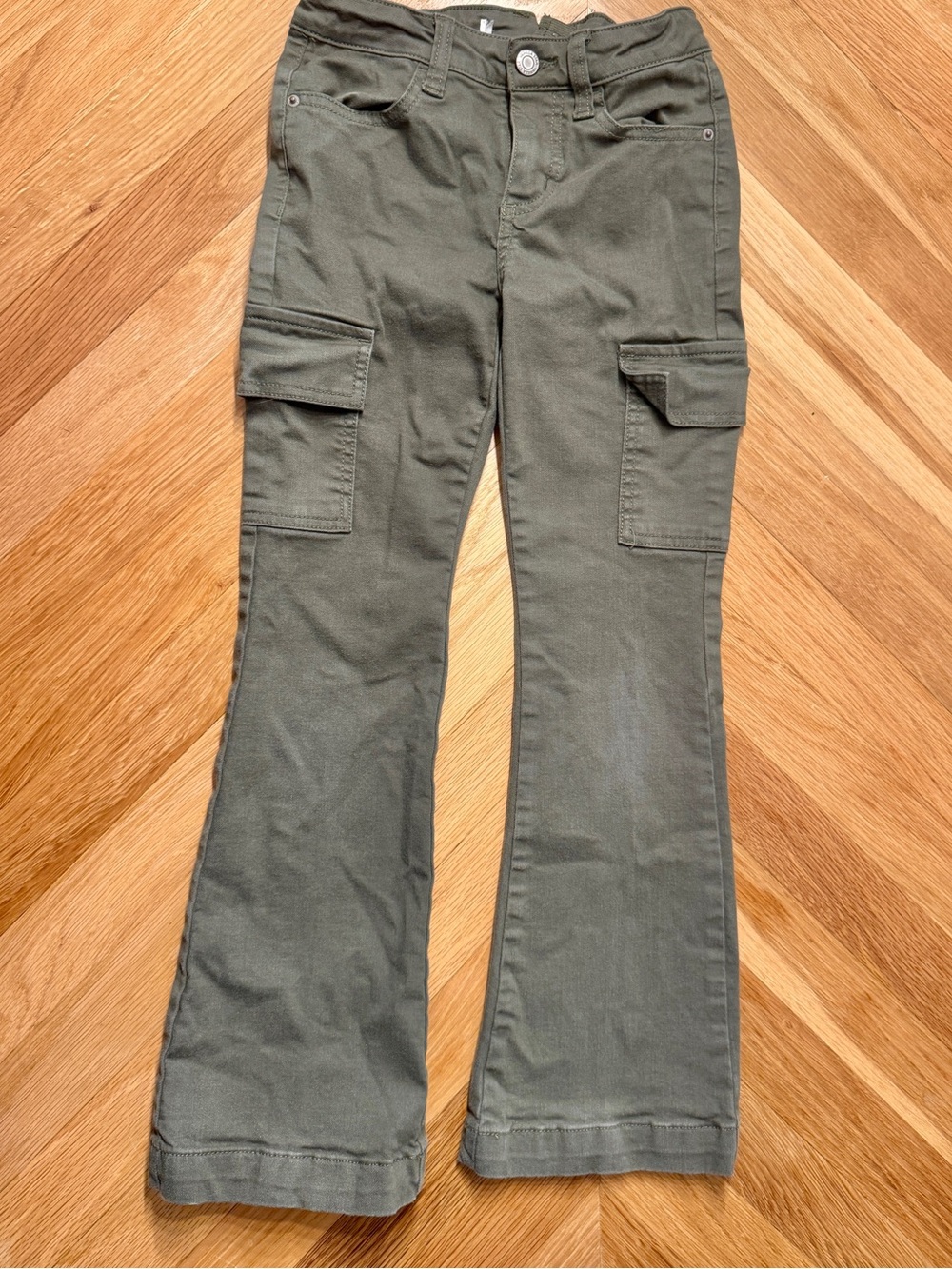 Kids Olive Green Cargo Flare Jeans size 7